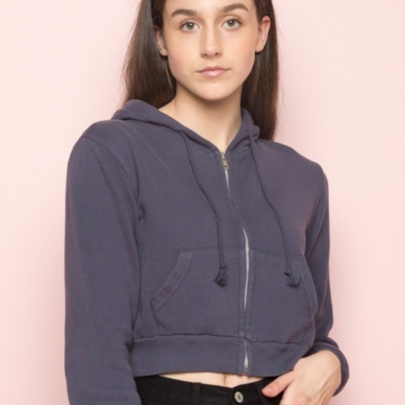 Brandy Melville crystal cropped hoodie - Picture 2 of 4